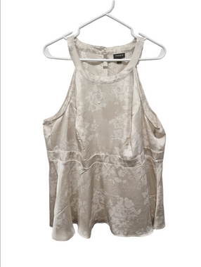 Torrid Champagne Georgette Floral Jacquard Halter Peplum Top Plus Size 2 / 2X